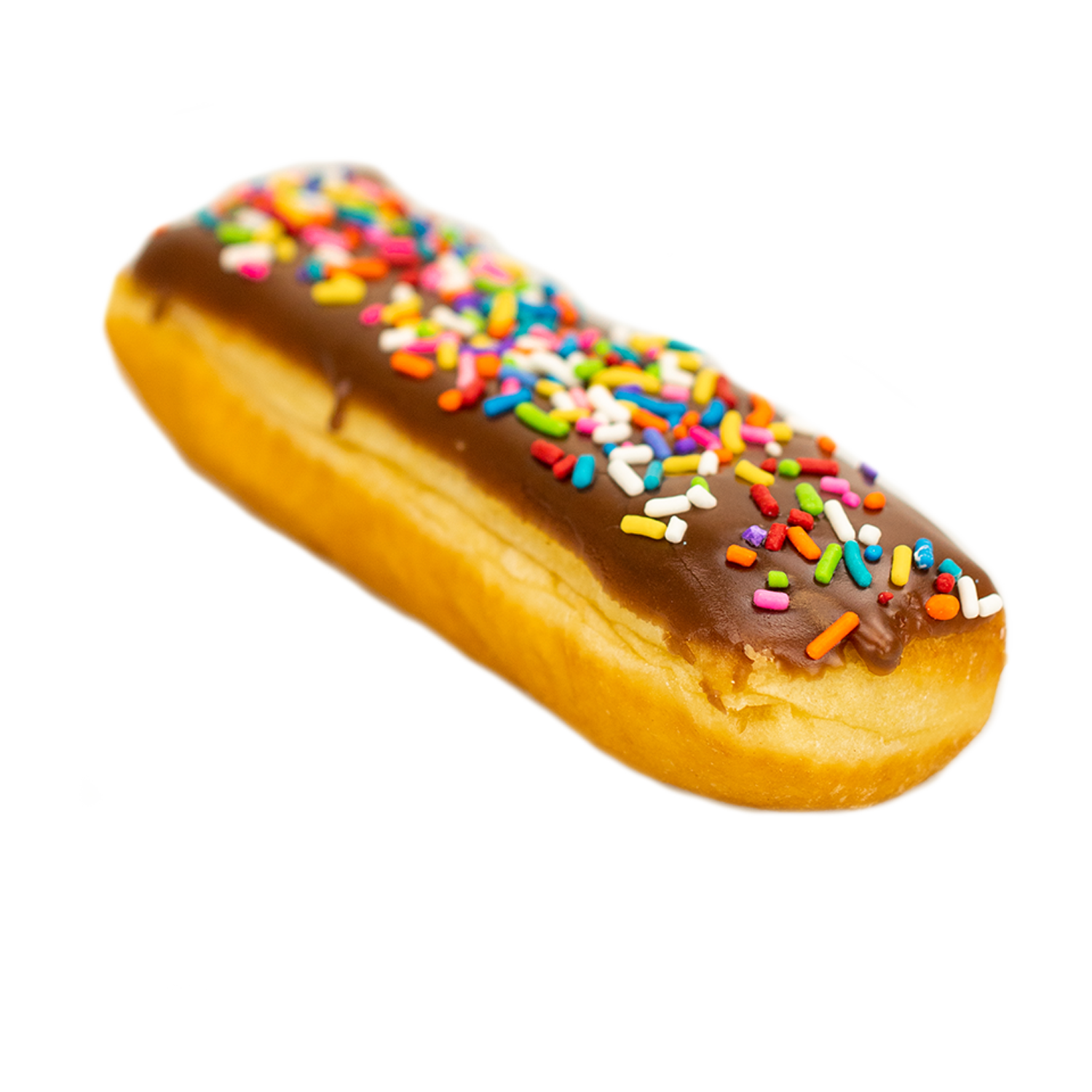 Chocolate Iced Long John with Sprinkles