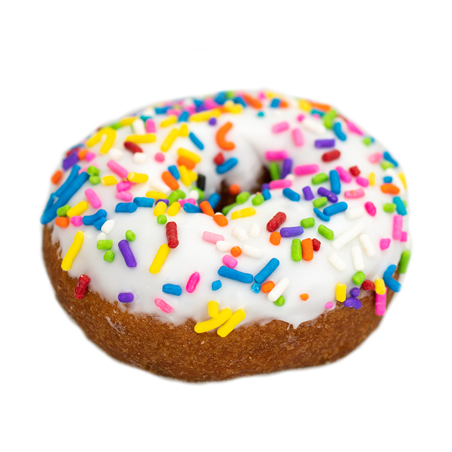 Vanilla Iced Vanilla Cake Donut with Sprinkles